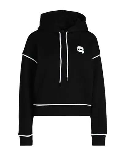 Karl Lagerfeld Logo-patch Drawstring Hoodie In Black