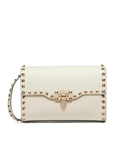 Valentino Garavani Rockstud Small Leather Shoulder Bag In Nude & Neutrals