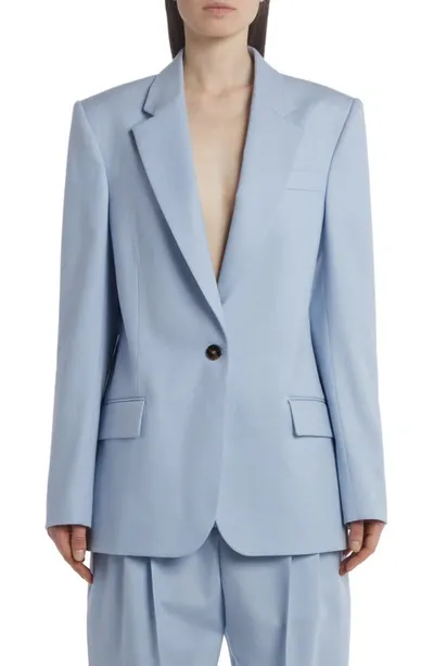 Stella Mccartney Slim Fit Wool Flannel Jacket In Baby Blue