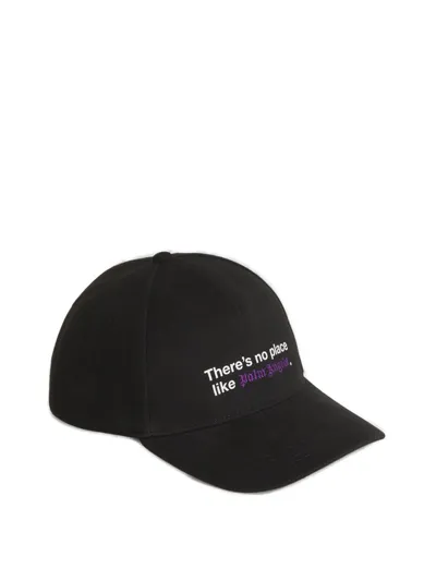 Palm Angels Slogan Detailed Baseball Cap In Black