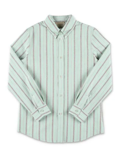 Gucci Kids' Stripe-pattern Long-sleeve Shirt In Multi