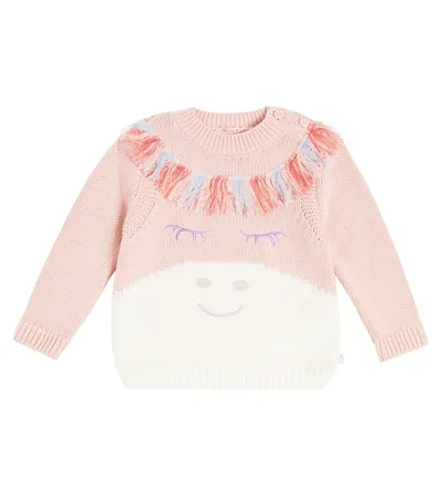 Stella Mccartney Pink Sweater For Baby Girl With Unicorn In Rosa