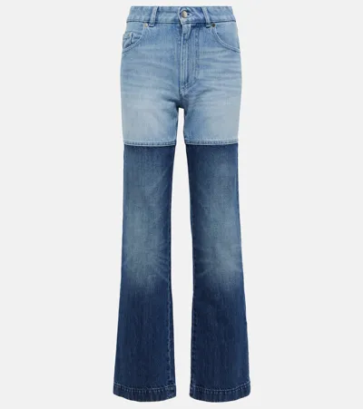 Peter Do Patchwork High-rise Straight Jeans In Blue