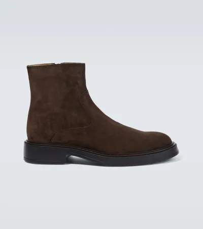 Tod's Ankle Boots Aus Veloursleder In Brown