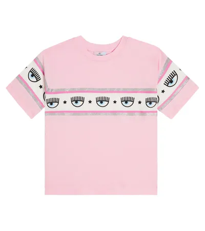 Monnalisa Kids' X Chiara Ferragni Eyestar Cotton Jersey T-shirt In Pink