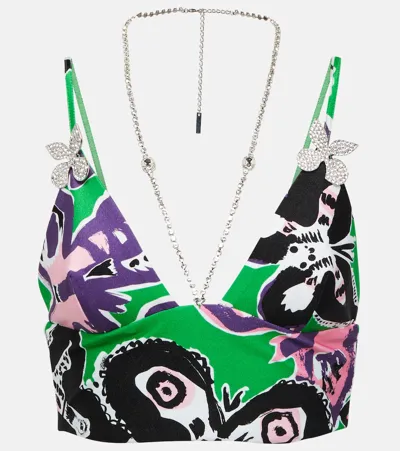 Area Butterfly Printed Crop Top In Multicolor