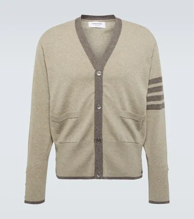 Thom Browne 4-bar Cashmere Cardigan In Beige