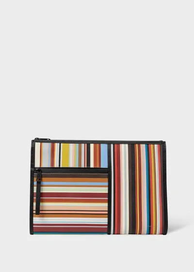 Paul Smith Leather Signature Stripe Document Case In 92