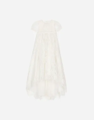 Dolce & Gabbana Babies' Lace Detailed Ceremony Dress In Multicolor