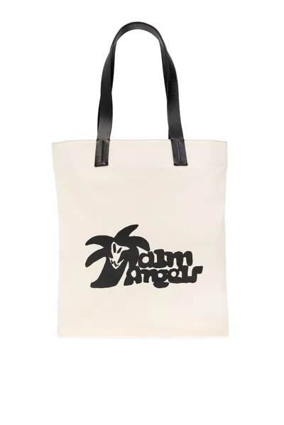 Palm Angels Logo Printed Tote Bag In Black