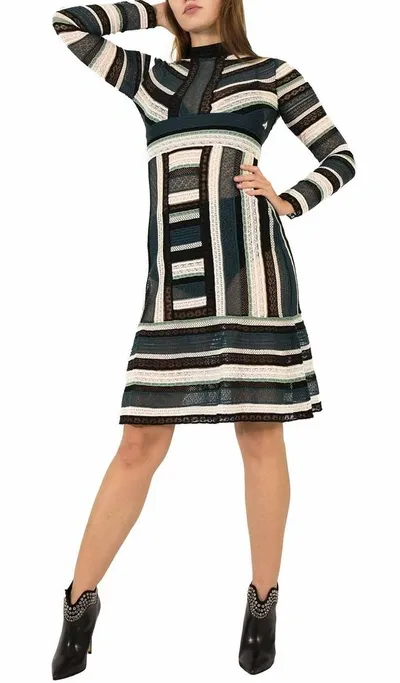 M Missoni Striped Lace Midi Dress In Multi