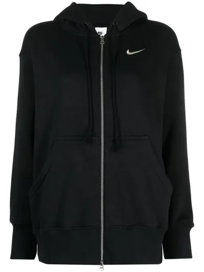 Nike Phoenix Logo-embroidered Zip-up Hoodie In Sail/black