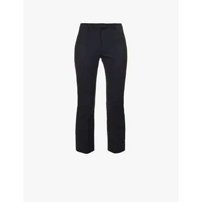 's Max Mara S Max Mara Womens Midnight Blue Umanita Cropped Straight-leg Cotton-blend Trousers In Black