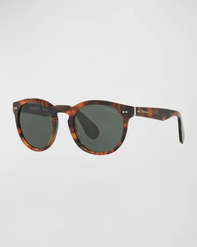 Ralph Lauren Logo Round Acetate & Crystal Sunglasses In Jerry Havana