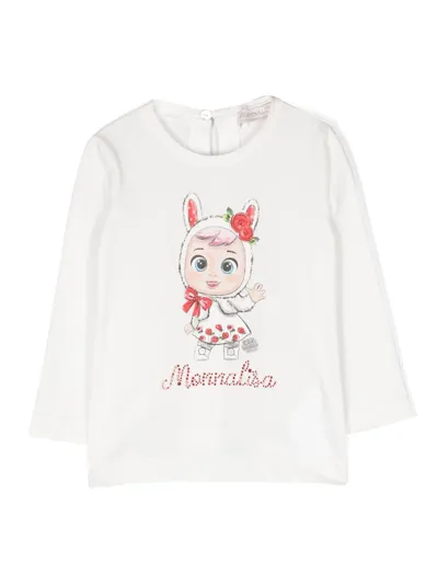 Monnalisa Babies' T-shirt Mit Logo-print In White