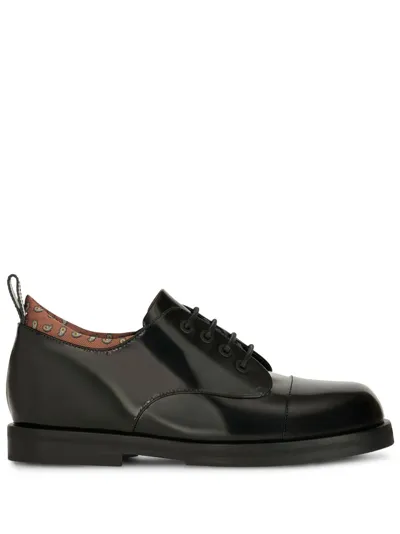 Etro Lace-up Shoes With Paisley Pattern In Black