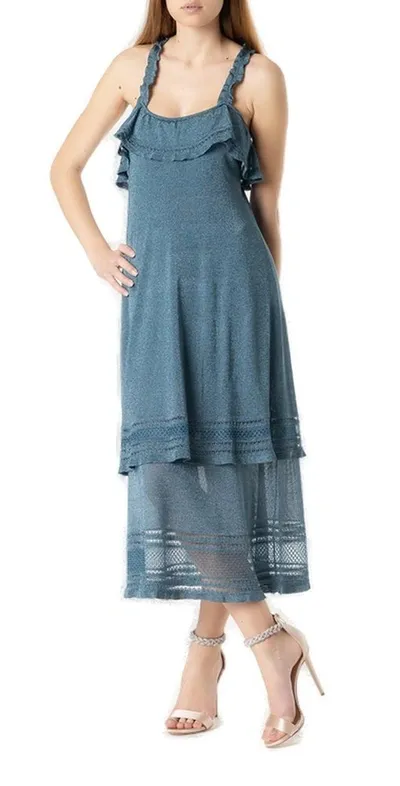 M Missoni Crossover Strap Midi Dress In Blue