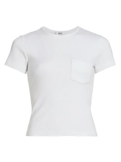 Agolde Arlo Rib-knit Pocket Tee In White