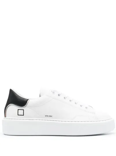 Date Sfera Low Sneaker  In Suede And Rubber Bianco-nero  Woman In White Black