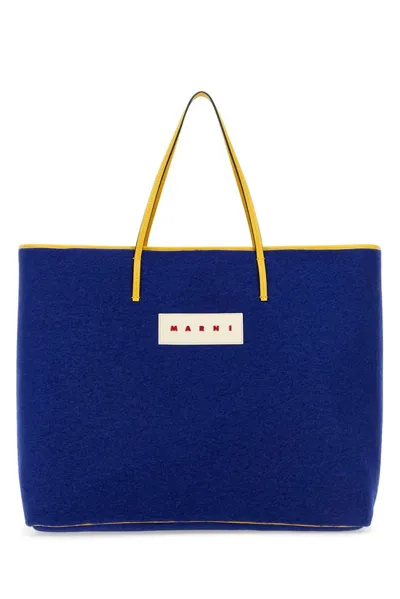 Marni Medium Reversible Janus Tote Bag In Blue