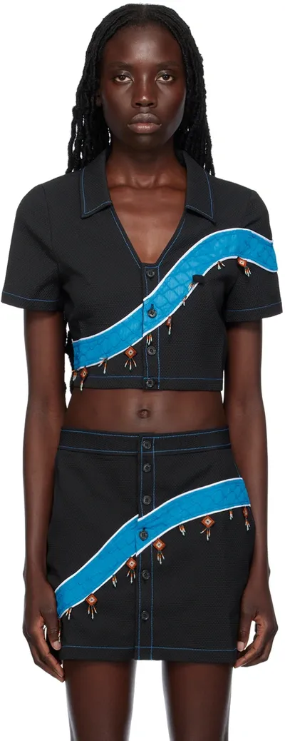 Ahluwalia Black Priya Shirt In Black/blue