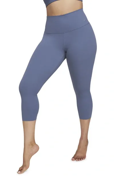 Nike Zenvy Gentle Support High Waist Crop Leggings In Diffused Blue/black