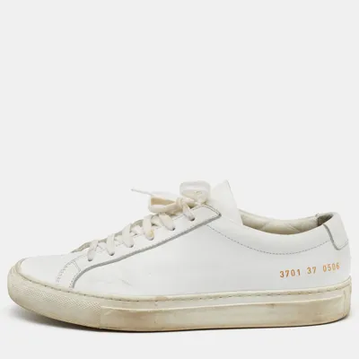 Pre-owned Common Projects White Leather Achilles Low Top Sneakers Size 37