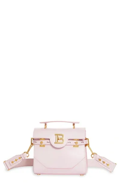 Balmain B-buzz 23 Monogram Leather Top Handle Bag In 4ak Pale Pink