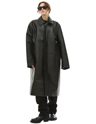 Vtmnts Oversized Leather Coat In Black