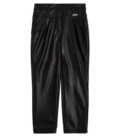 Monnalisa Kids' Faux Leather Pants In Black