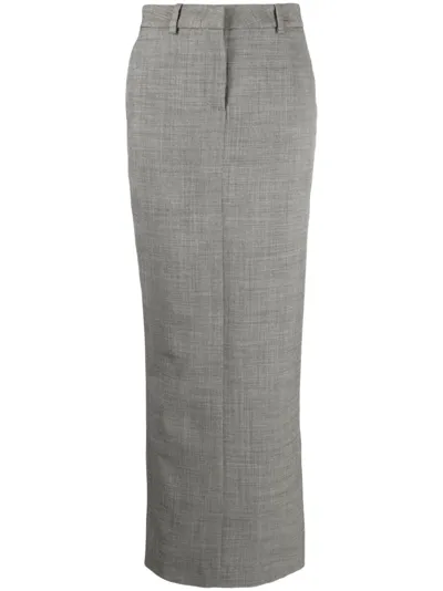 Alessandra Rich Wool Maxi Skirt In Grey