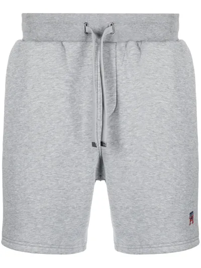 Tommy Hilfiger Logo-embroidered Track Shorts In Grey