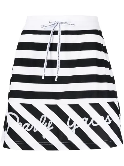 Pearly Gates Striped Track Skirt In Black