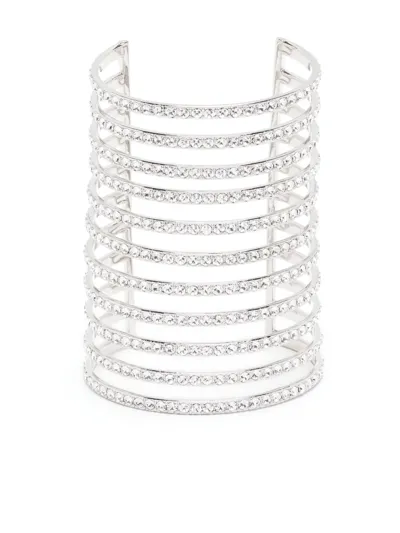 Amina Muaddi Vittoria Crystal-embellished Cuff Bracelet In Silver