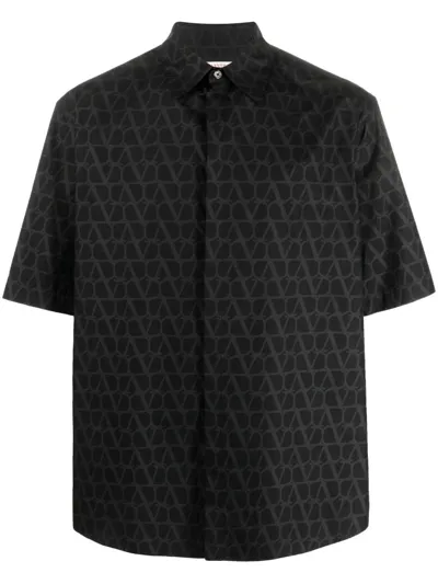 Valentino Toile Iconographe Cotton Shirt In Black