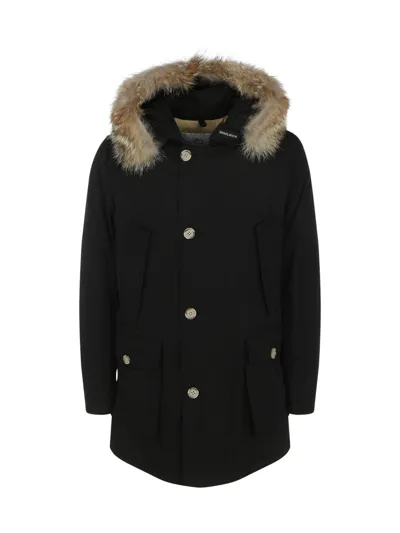 Woolrich Woolen Parka Arctic Jacket In Black