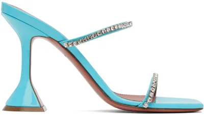 Amina Muaddi Gilda Crystal Sandal In Blue