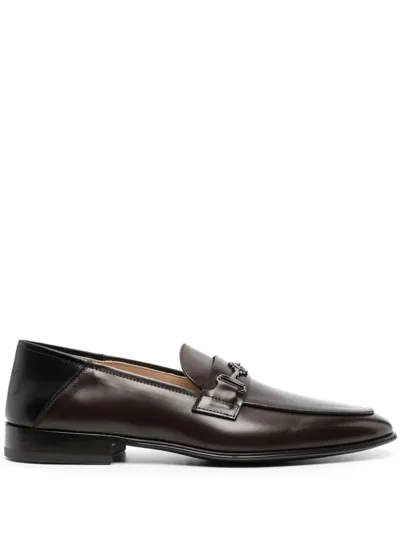 Roberto Cavalli Logo-plaque Leather Loafers In Black