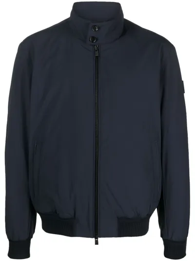 Hugo Boss Stand-up Collar Bomber Jacket In Blau