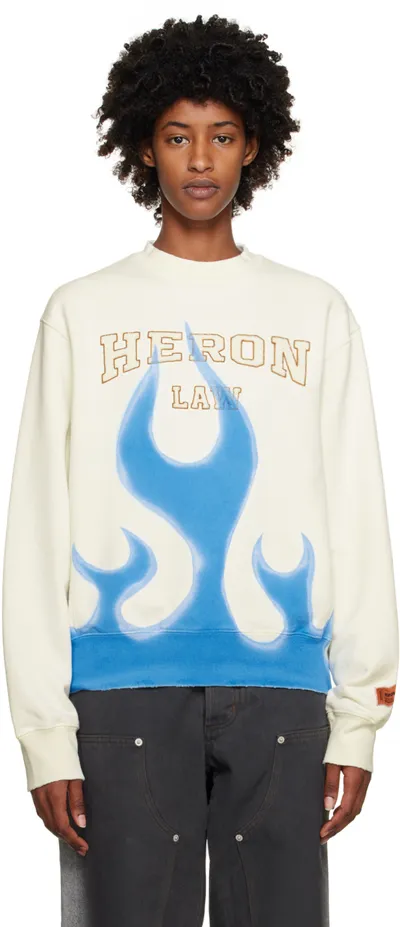 Heron Preston Flame-print Crew Neck Sweatshirt In White