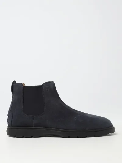 Tod's Suede Ankle Boots In Blue