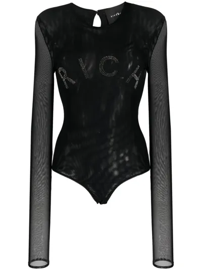 John Richmond Alkim Rhinestone-logo Body In Black