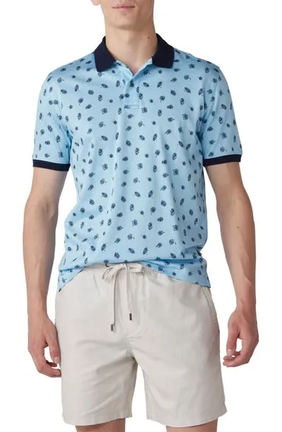 Rodd & Gunn Abus Valley Dandelion Print Cotton Polo In Cyan