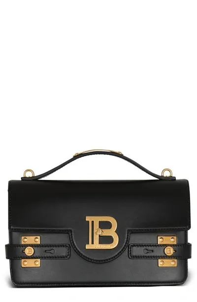 Balmain B Buzz 24 Embossed Grid Shoulder Bag In Black