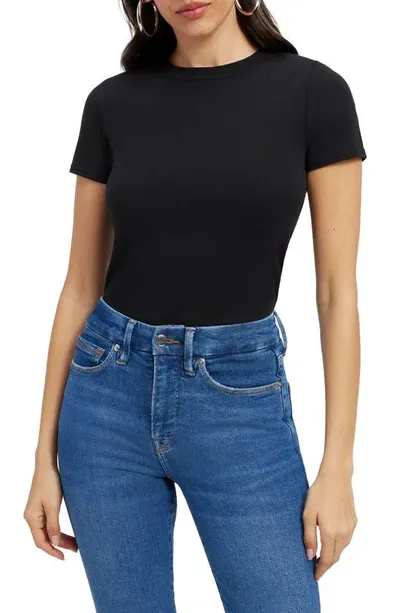 Good American Cropped Baby Tee In Black