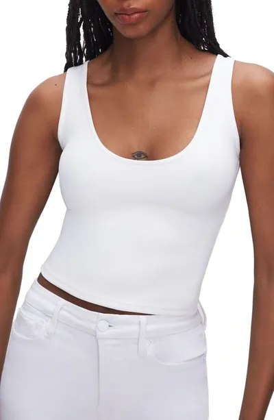 Good American Scuba Scoop Neck Crop Tank In W001