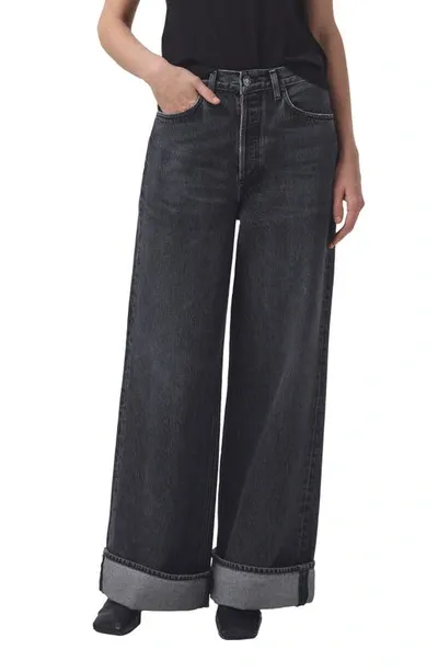 Agolde Dame Cuffed Organic Cotton Wide Leg Jeans In Ditch