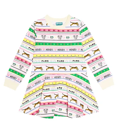 Kenzo Kids' Printed Cotton-blend Dress In Multicoloured