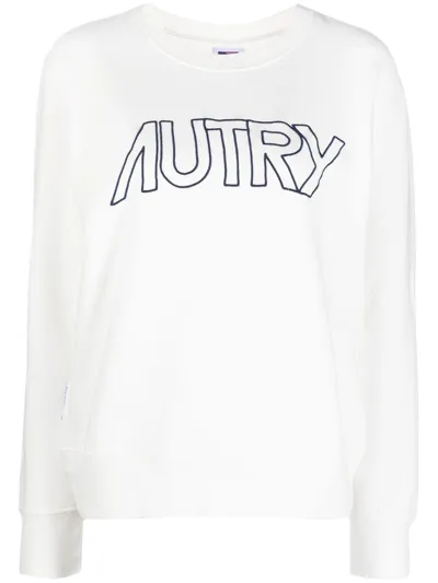 Autry Logo Cotton Sweatshirt In White