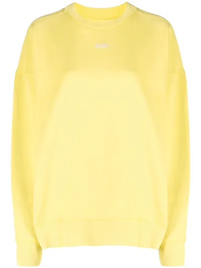 Autry Logo-print Cotton Jumper In Yellow